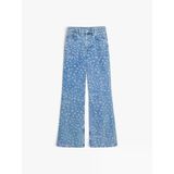 Sisley %100 Pamuk Baskılı Normal Bel Geniş Paça Denim Pantolon Kadın Haki Yeşili Denim Pantolon - 325P43y3le04f