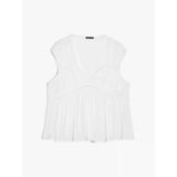 Sisley %100 Pamuk Büzgülü Kolsuz V Yaka Bluz Kadın Beyaz Bluz - 325P5ho1lq08x