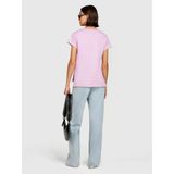 Sisley %100 Pamuk Geniş Bisiklet Yaka Dar Kesim Düz T-Shirt Kadın Sarı T-Shirt - 324P3ı1xl1058