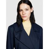 Sisley %100 Pamuk Geniş Yaka Beli Kuşaklı Trençkot Kadın Lacivert Trençkot - 324P2NNSLN025 - 40