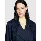 Sisley %100 Pamuk Geniş Yaka Beli Kuşaklı Trençkot Kadın Lacivert Trençkot - 324P2nnsln025