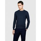 Sisley %100 Pamuk Soldurma Bisiklet Yaka Kazak Erkek Lacivert Kazak - 324P1098S1032