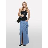 Sisley 324A4AGWL0025 Siyah Önü Yırtmaçlı Uzun Kadın Etek