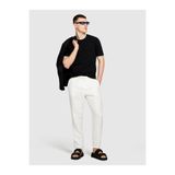 Sisley Erkek Beyaz %100 Keten Beli Büzgülü Ipli Slim Fit Pantolon