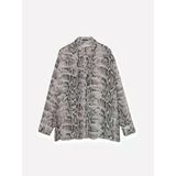 Sisley Kdn_%100 Viskoz Tamamı Desenli Rahat Kesim Uzun Kollu Gömlek Kadın Gri Desenli Gömlek - 324A5ybmlq07f