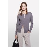 Sisley Kdn_yün Ve Kaşmir Karışımlı Ribana Detaylı Bisiklet Yaka Hırka Kadın Füme Hırka - 324A102hm5237