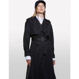 Sisley Kemerli Astarlı Manşetli Comfort Fit Midi Trençkot Kadın Siyah Trençkot - 325A2zcrln05x