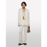Sisley Keten Karışımlı Bağlamalı Oversize Blazer Ceket Kadın Şampanya Ceket - 325P2G1WLW031 - 44