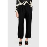 Sisley Keten Karışımlı Beli Lastikli Paçası Büzgülü Pantolon Kadın Siyah Pantolon - 324P40BRLF051
