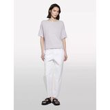Sisley Keten Karışımlı Bisiklet Yaka Oversize T-Shirt Kadın Gri T-Shirt - 325P105gm106h