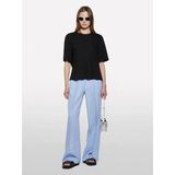 Sisley Keten Karışımlı Bisiklet Yaka T-Shirt Kadın Siyah T-Shirt - 325P3utfl107c