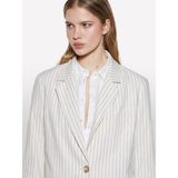 Sisley Keten Karışımlı Düğmeli Cepli Blazer Ceket Kadın Siyah Ceket - 325P25ICLW030 - 38 - Beyaz
