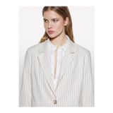 Sisley Keten Karışımlı Düğmeli Cepli Blazer Ceket Kadın Siyah Ceket - 325P25ICLW030