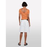 Sisley Keten Karışımlı Slim Fit Kısa Kollu Kazak Kadın Turuncu Kazak - 325P105gm106g