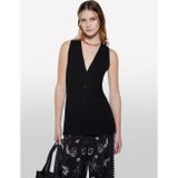 Sisley Keten Karışımlı Slim Fit Triko Yelek Kadın Siyah Yelek - 325P105gm602j