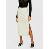 Sisley Keten Ve Pamuk Karışımlı Yırtmaçlı Midi Kalem Etek Kadın Gri Etek - 324p4u6wl0023