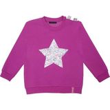Sisley Kız Çocuk Sweatshirt Fuşya Pul Payet Işlemeli Şardonlu Omuz Detaylı