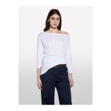 Sisley Modal Karışımlı Kayık Yaka Regular Fit T-Shirt Kadın Beyaz T-Shirt - 325P3QU4L12EE