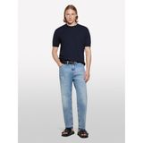 Sisley Sisley %100 Pamuk Ribana Detaylı Kısa Kollu Kazak Erkek Indigo Kazak - 325P1028S104G - İndigo