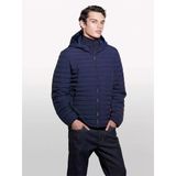 Sisley Sol Kolu Logo Detaylı Kapüşonlu Kuş Tüyü Mont Erkek Lacivert Mont - 324A21j9sn03a