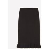Sisley Viskoz Karışımlı Büzgü Detaylı Regular Fit Triko Kalem Etek - Siyah - XS