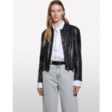 Sisley Viskoz Karışımlı Deri Görünümlü Fermuarlı Regular Fit Ceket Kadın Siyah Ceket - 325A20bzln05t
