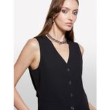 Sisley Viskoz Karışımlı Önü Düğmeli Astarlı Regular Fit Yelek Kadın Siyah Yelek - 325A2kvxlj00u