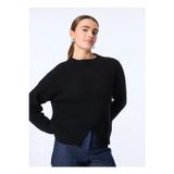 Sisley Yün Karışımlı Düşük Omuz Normal Kesim Kazak Kadın Siyah Kazak - 324A136wm105b