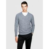 Sisley Yün Karışımlı V Yaka Kazak Erkek Siyah Kazak - 323A107GS102O