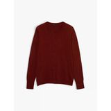 Sisley Yün Ve Kaşmir Karışımlı Ribana Detaylı Bisiklet Yaka Hırka Kadın Koyu Kırmızı Hırka - 325A102hm5237