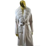 Şişme Detaylı Kaşmir Kadın Kaban (Bej, 2XL)