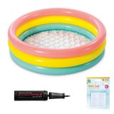 Şişme Yumuşak Tabanlı Renkli 3 Boğumlu Baby Pool Çocuk Bebek Havuzu,86x25 cm ve Pompa+Yama Set, Pompa ve Yama Hediyelidir, Çocuklar İçin Aktivite Aile