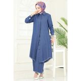 SiSorti Moda Kadın Gömlek Bol Paça Tunik Kot Takım
