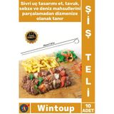 #Şişseti Kaliteli Dayanıklı Mutfak Izgara Kebap Çöp Şiş Aparatı Metal 10'Lu Paslanmaz Çelik Şiş Seti