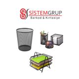 sistem METAL OFİS SETİ SİYAH (3' LÜ EVRAK RAFI, KALEMLİK, ATAŞLIK, KÜP BLOK, ÇÖP KOVASI )