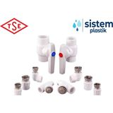 Sistem Plastik Kombi Bağlantı Seti Dirsekli - 20mm - Beyaz - 1 Adet