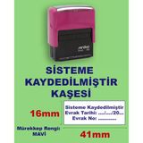Sisteme Kaydedilmiştir Kaşesi, 911 (41Mmx16mm) Mavi Keçeli Otomatik Kaşe