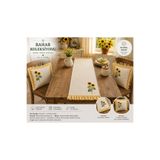 Sister Home Design 2li Ayçiçeği Dijital Baskılı Runner ve Kırlent Kılıfı Seti – Pamuk Dokuma, Pötikare Fırfırlı, Country Masa Dekorasyonu
