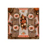 Sister Home Design Sonbahar Kabak Desenli Runner Kırlent Kılıfı Seti Ekose Fırfırlı Masa Örtüsü Mutfak Sofra Takımı 40x110 40x40 cm Turuncu