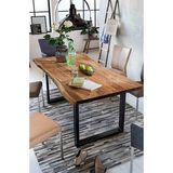 Sisuprintlab Kibyra- Ahşap Kütük Yemek Masası / Toplantı Masası / Çalışma Masası U Ayak - 80 x 160
