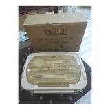 sisus BESLENME & GIDA TAŞIMA KABI { SEFER TASI } 304 ÇELİK 2 BÖLMELİ KİLİTLİ KAPAK BEJ LUNCH BOX
