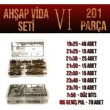 Site Hırdavat Ahşap Vida Seti Vı - 201 Parça Vida Pul ve Bits Uç - 201 Adet