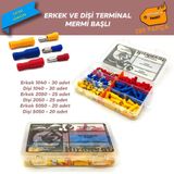 Site Hırdavat Erkek ve Dişi Mermi Başlı Ek Terminal Seti, Ortanca Paket 150 Parça