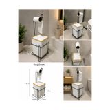 sitil eviniz Beyaz -Ahşap Telli Tekli Kare WC Kağıtlığı WC Fırçalığı Çöp Kovası Metal Askılı WC Kağıtlık