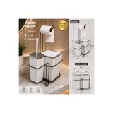 sitil eviniz Bronz Telli 2'li Kare WC Kağıtlığı WC Fırçalığı Çöp Kovası Seti, Metal Askılı WC Kağıtlık Fırça