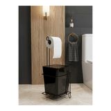 sitil eviniz Siyah Telli 2'li Kare WC Kağıtlığı WC Çöp Kovası Seti, Metal Askılı WC Kağıtlık