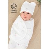 Sitilin %100 Pamuk Cırt Cırtlı Bebek Kundak 0-4 Ay Ekru Renk Düz Desen Yumuşak Penye Kumaş 50 x 70 cm STL7103