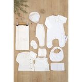 Sitilin Erkek Bebek Beyaz Natıral Pamuk Kumaş Lüks 10 Lu Hastane Çıkışı Set Stl6787 - 0 - 3 Ay