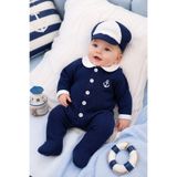 Sitilin Erkek Bebek Denizci Temalı Battaniyeli 5'li Hastane Çıkışı Seti %100 Pamuk Premium Yenidoğan Seti STL7238