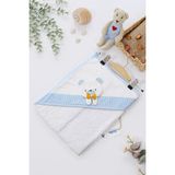 Sitilin Erkek Bebek Havlu % 100 Pamuk Kumaş STL6508 - Mavi - Beyaz - 0 - 2 Yaş